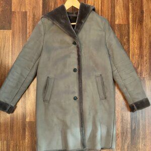 Like NEW!!! UNIQLO Hooded Faux Shearling Coat- Gray XS